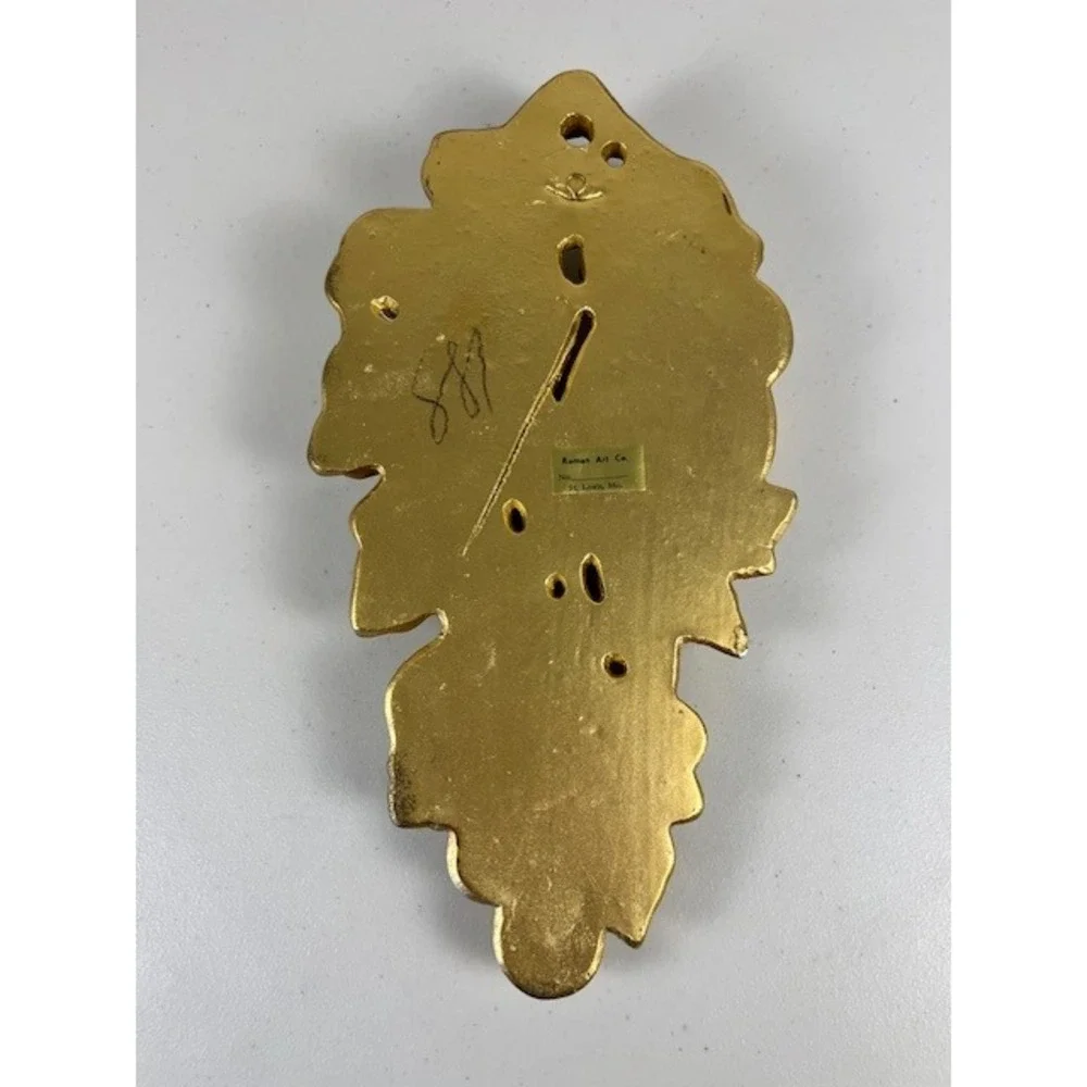 Vintage Roman Art Co Gold Fruit Wall‎ Chalkware Resin Plaque Mid Century 14 Inch